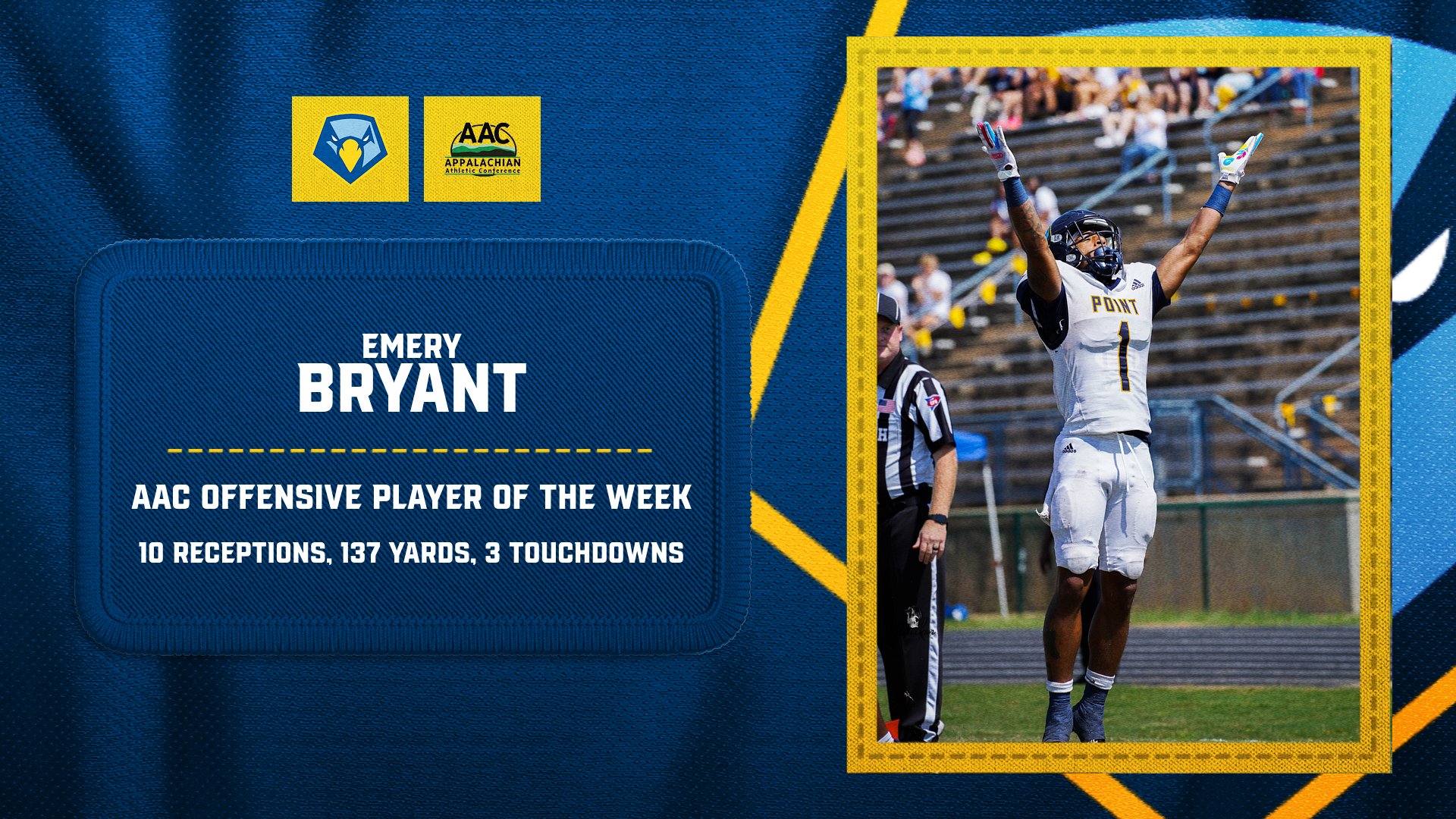 Emery Bryant&rsquo;s Three touchdown weekend earns him AAC Offensive Player of the Week
