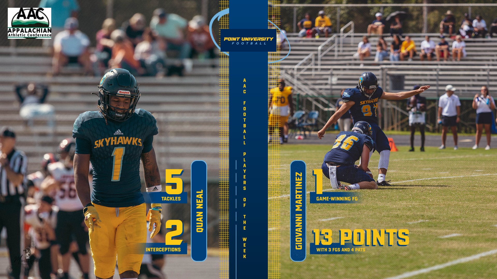 Quan Neal and Giovanni Martinez earn AAC Football Player of the Week honors
