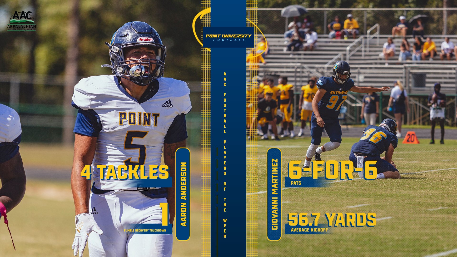 Multiple Skyhawks earn AAC Football player of the week honors