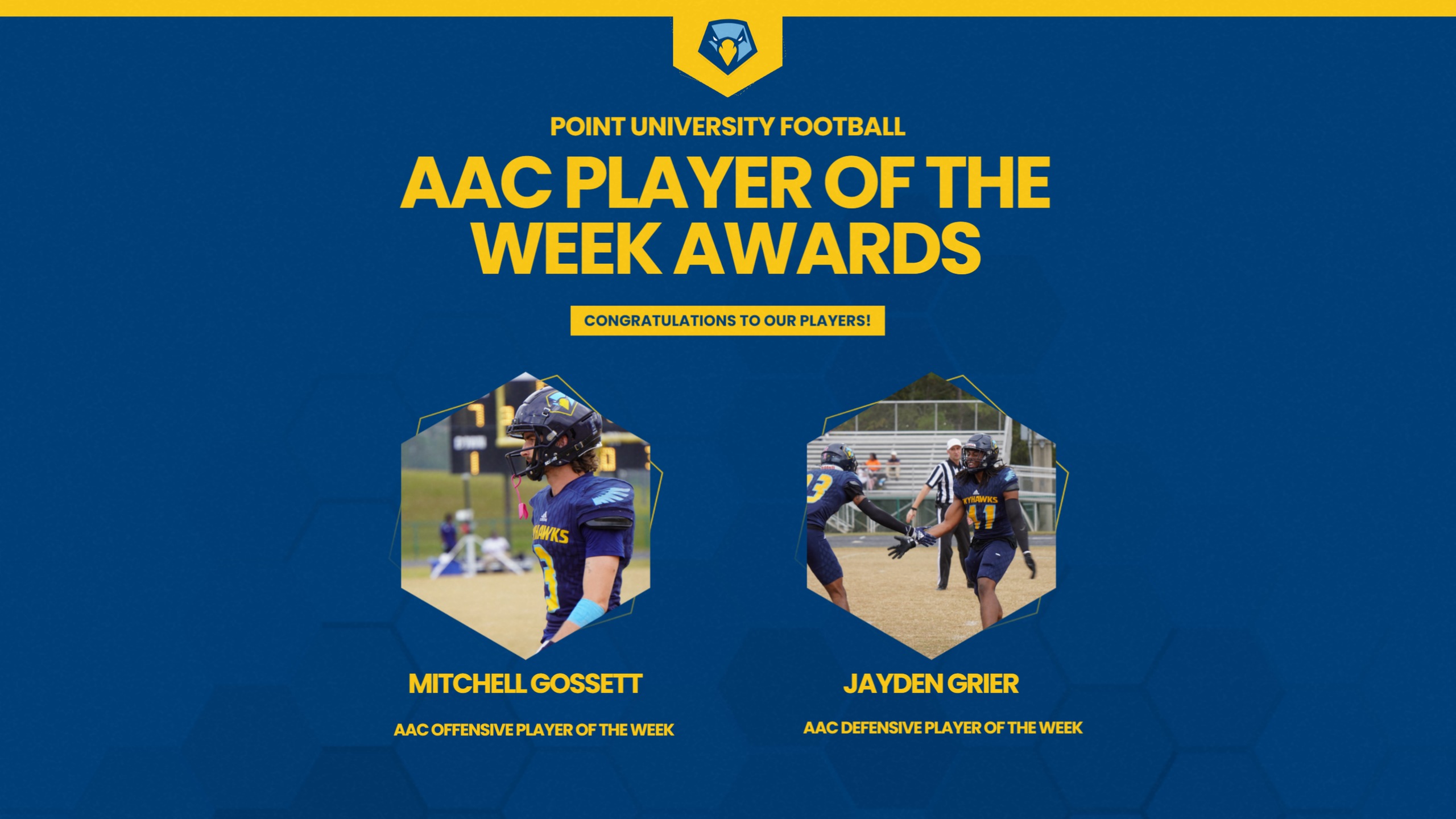 Mitchell Gossett and Jayden Grier earns AAC Player of the Week Honors