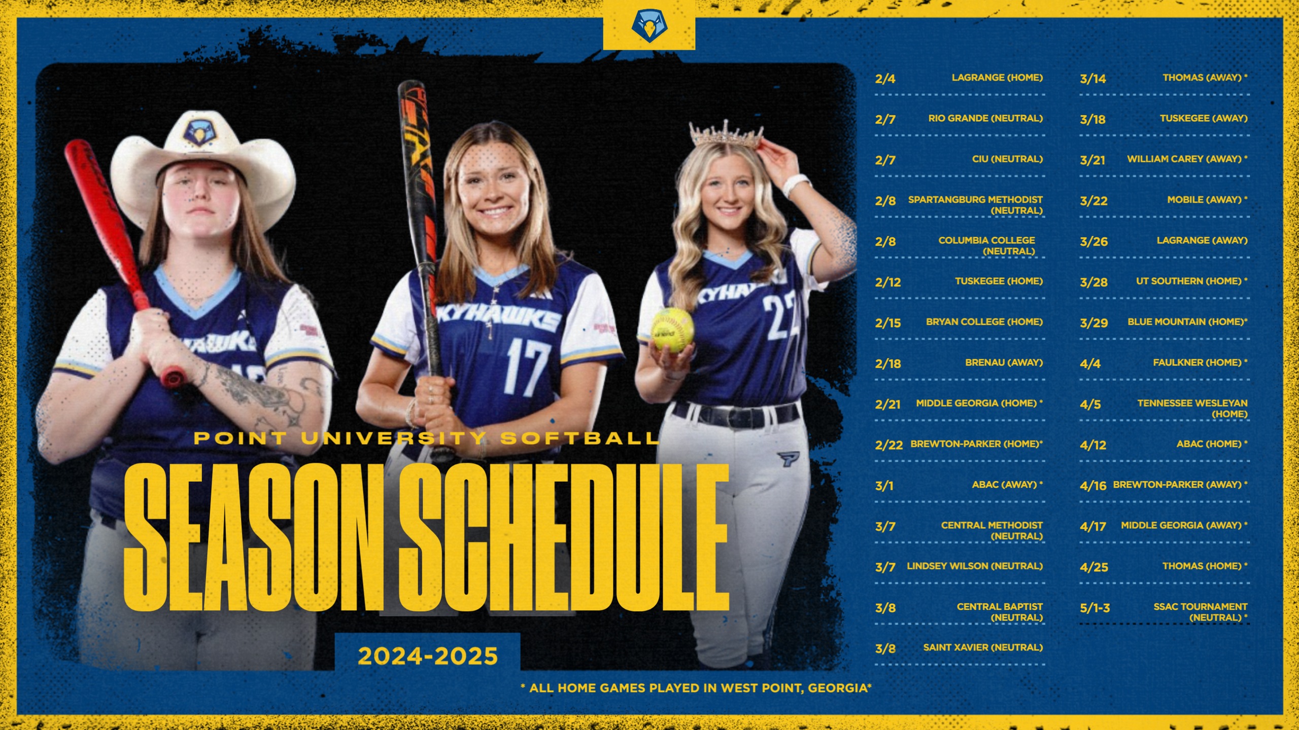 Point Softball Releases its 2025 Schedule